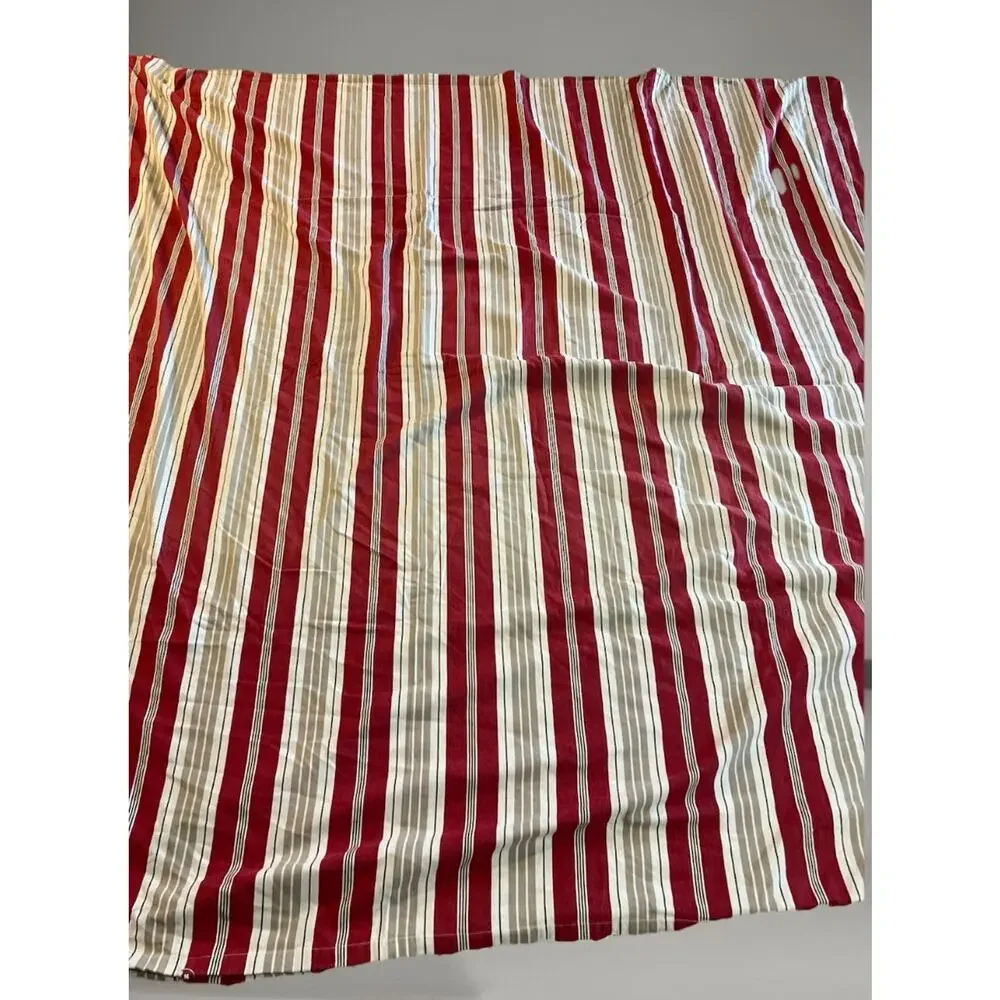 POTTERY BARN DUVET COVER Stripe French Nautical Red Ivory Tan 100% COTTON 78x86